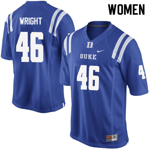 Women #46 Aaron Wright Duke Blue Devils College Football Jerseys Sale-Blue
